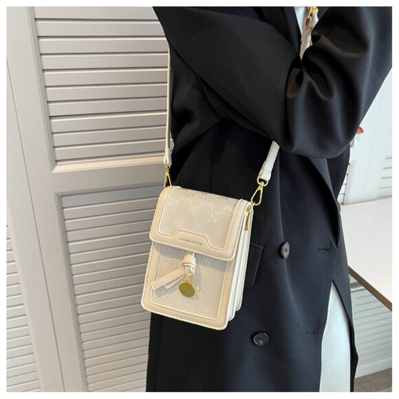 Brown Monogram Buckle Flap Crossbody Purse - Picture 9 of 11